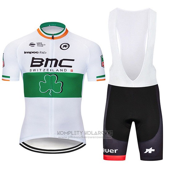 2019 Rowerowa BMC Bialy Zielony Krotkie Rekawy i Kombinezon